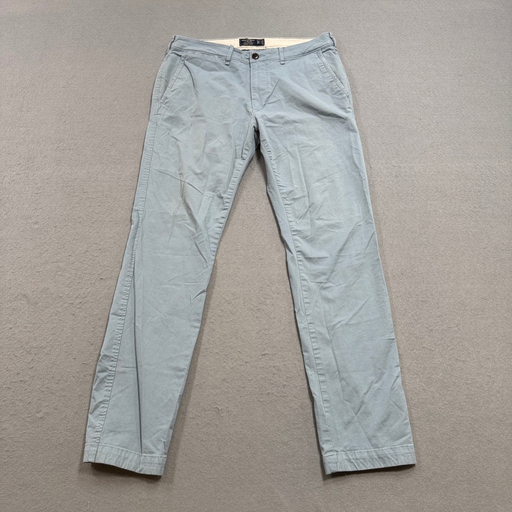 Abercrombie & Fitch Pants Men's 33x32 Blue Gray Flat Front Skinny Chino Cotton